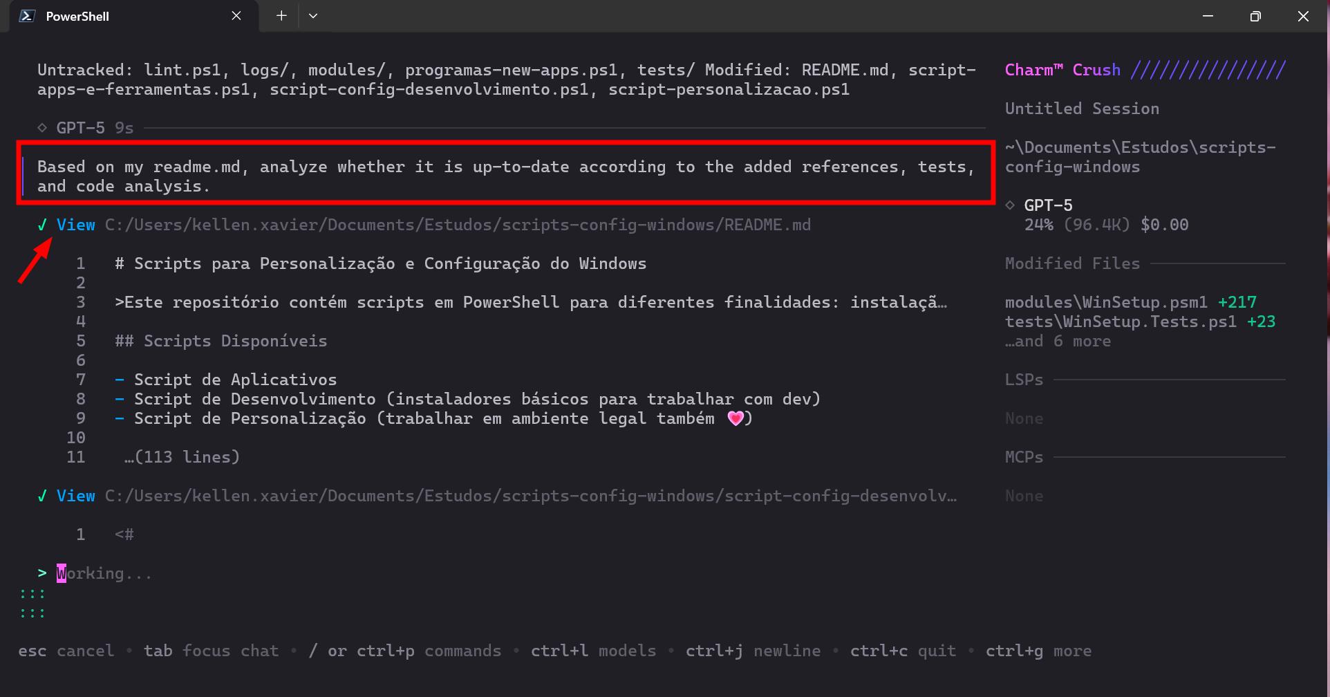 Analisando o repositório e atualizando o README